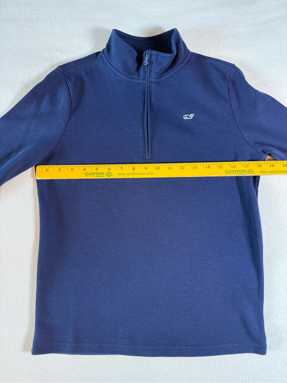 Vineyard Vines Saltwater 1/4 Zip Pullover Boys L 16 Navy Blue Sweater Whale - Picture 10 of 13